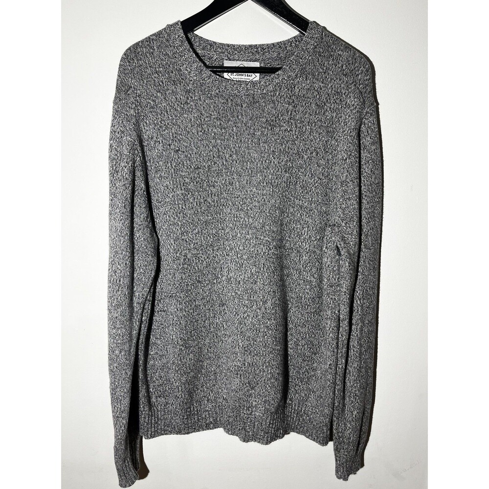 St John’s Bay Men’s Grey Sweater Pullover 100% Cotton Knitted RN 93677 Size XL